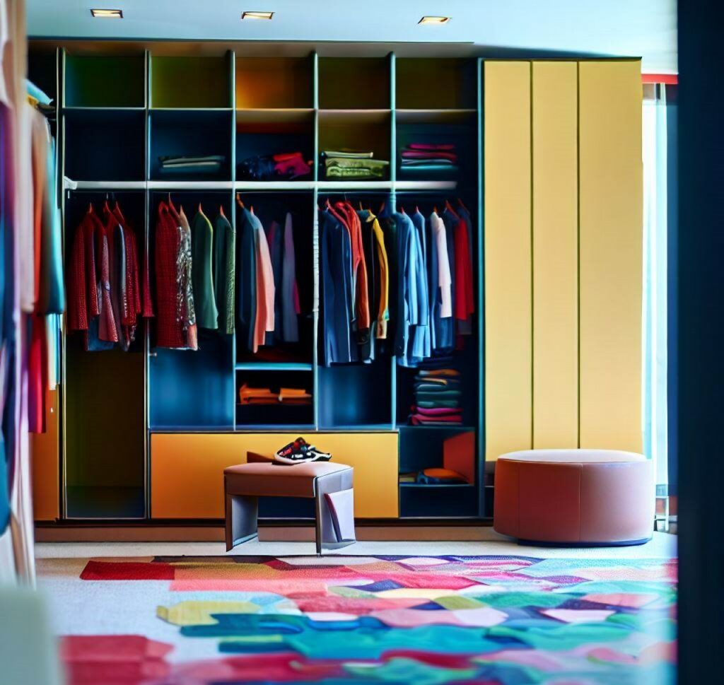 Placard vibrante y de colores llamativos, inyectando personalidad y energía en la habitación, creando un punto focal